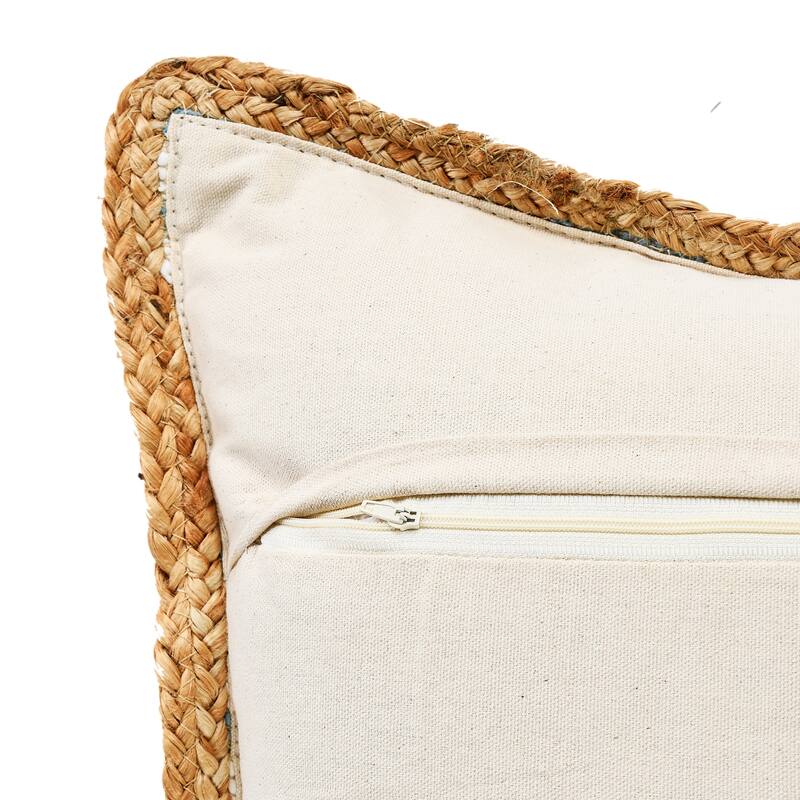 Sevita Striped Jute Bordered Throw Pillow