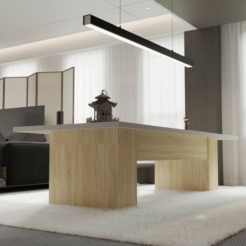 118.1" Large Conference Table, Modern Executive Office Desk with Heavy Duty Wood Base, Seats 8–10 Dining Table