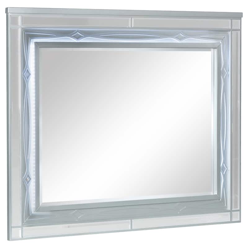 Gunnison Bedroom Set with LED Lighting Silver Metallic