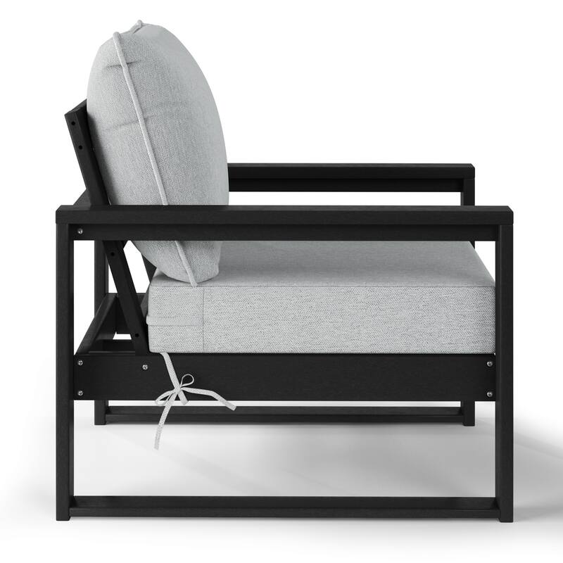 Polytrends Endless Patio Deep Seating Club Chair with Black Frame