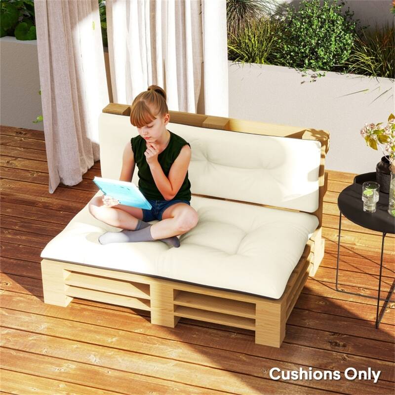 Two Piece Outdoor Indoor Bench Cushion Set Seat and Back 47 Inch Polyester Tufted Cushions - 47.2" L x 30.3" W x 3.9" H