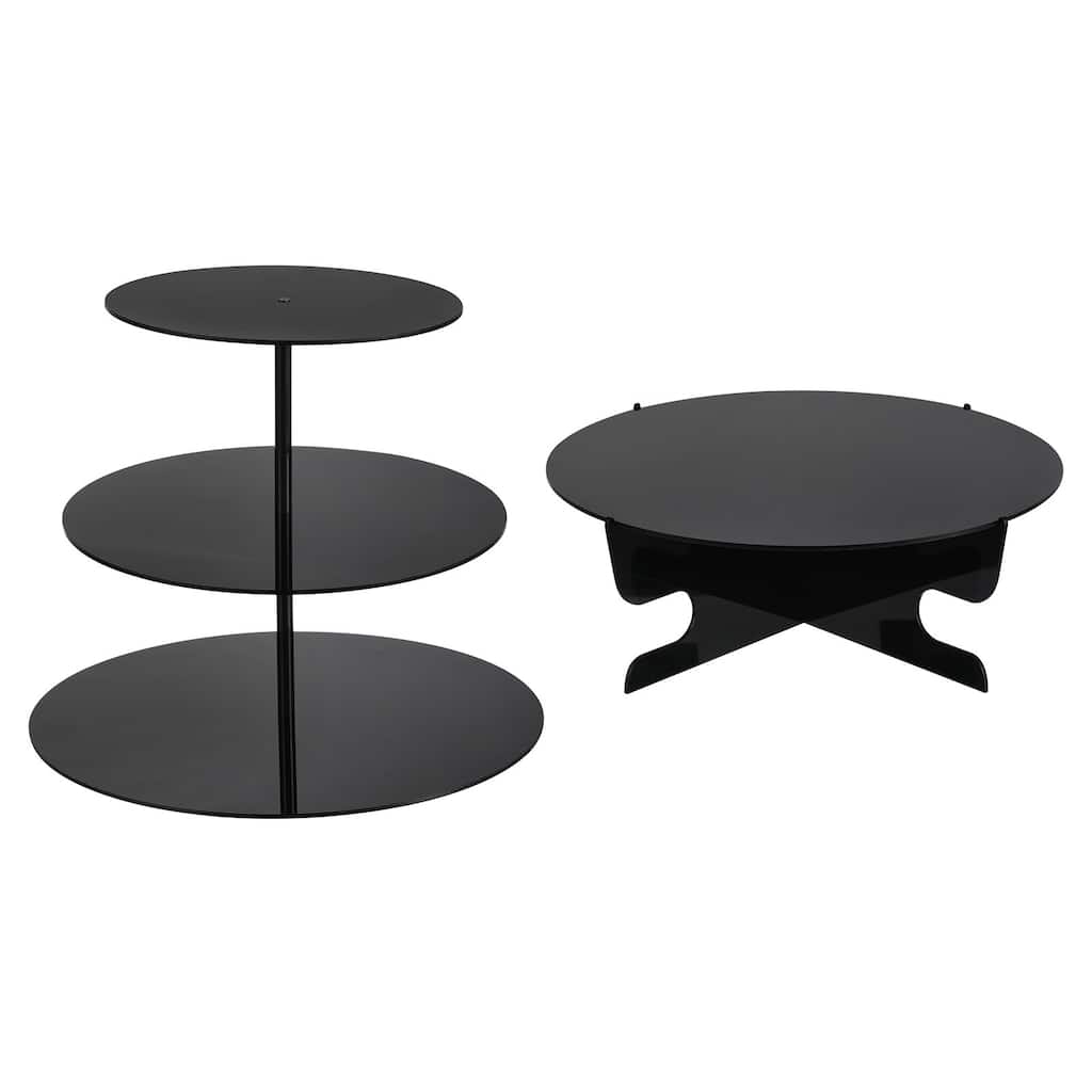3 Tier Acrylic Cupcake Stand and 1 Tier Cake Stand Holder Birthday Party Black