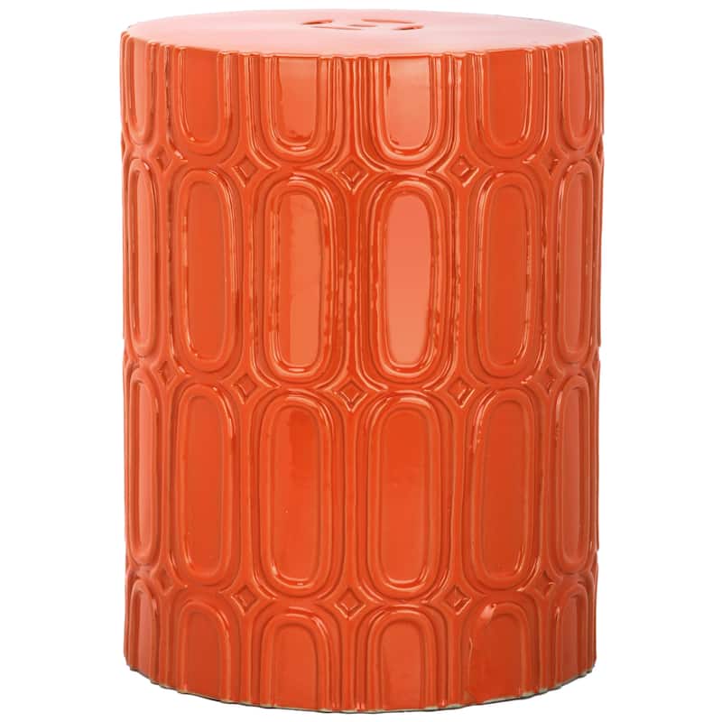 SAFAVIEH Abilia Antique White Ceramic Decorative Garden Stool - Orange