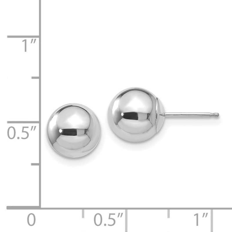 Curata 14k White Gold Polished 8mm Ball Post Earrings
