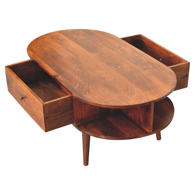 Artisan Furniture Solid Wood Chestnut Oval Coffee Table