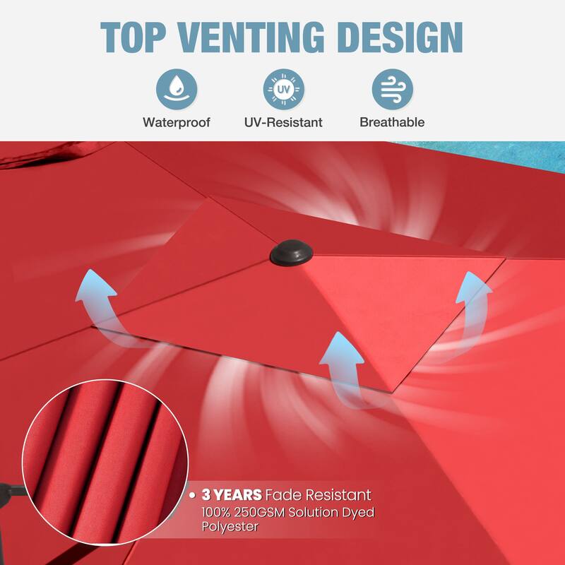 Outdoor 9 x 11 Ft Cantilever Patio Umbrella 360 Degree Rotation with HDPE Base