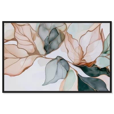 Golden Veined Leaves I Canvas by Art Remedy