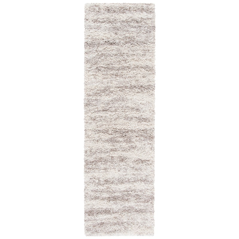 SAFAVIEH Hudson Shag Lulzime Modern Abstract 2-inch Thick Rug - 2'3" x 8' Runner - Ivory/Beige - Runner