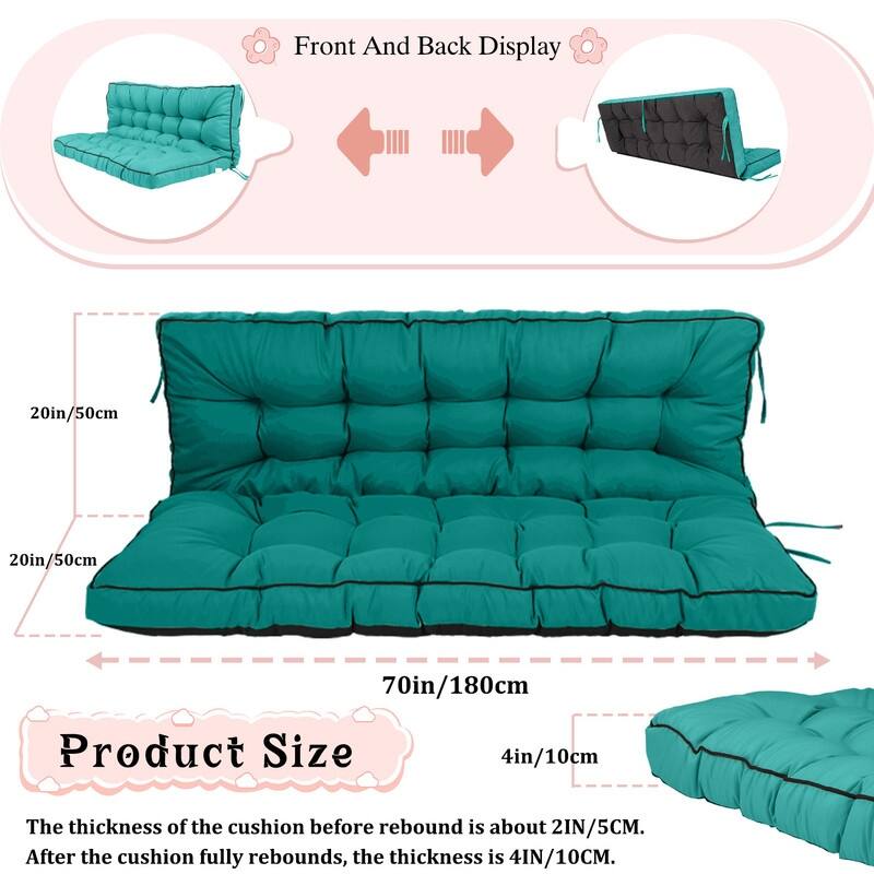 Porch Swing Replacement Cushion, 55in Outdoor Bench Cushions with Backrest Thicken 4"
