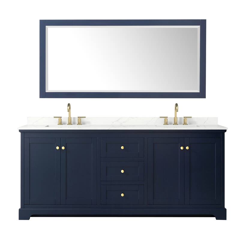 Avery 80-inch Double Vanity, Quartz Top, 70-inch Mirror