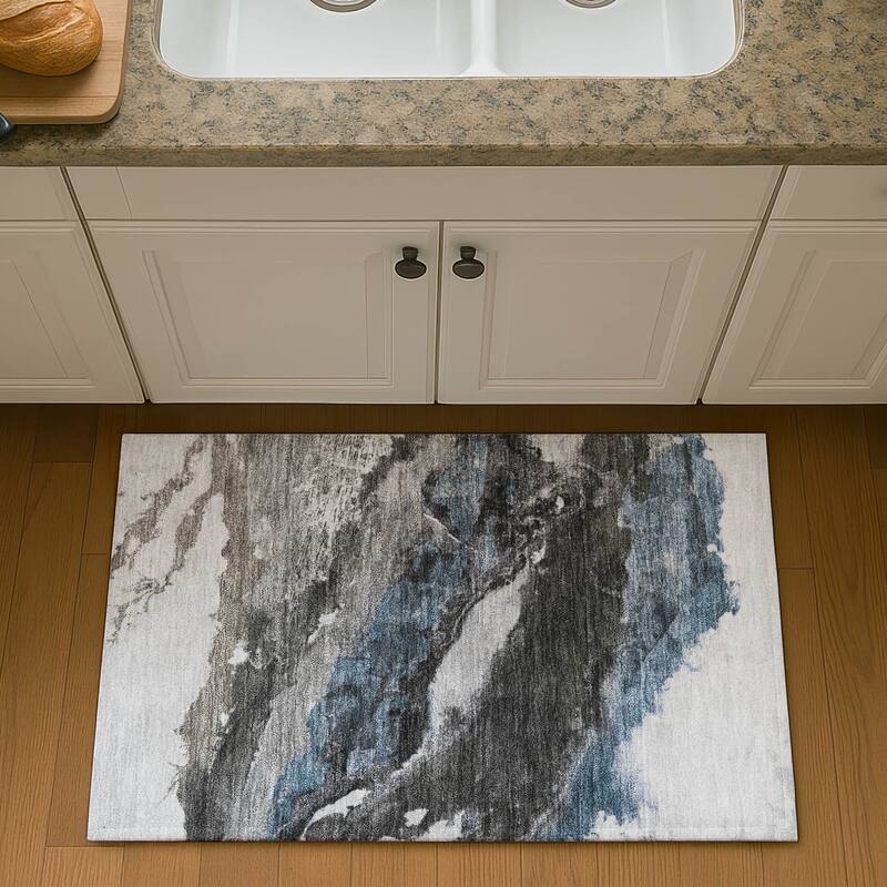 Premium Washable Super Soft Abstract Ranier Mayfield Rug - Pewter - 1'8" x 2'6"