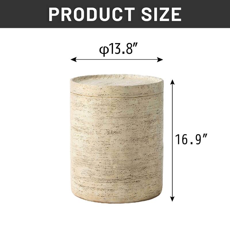 Patio Outdoor 14" Ceramic Side Table Garden Stool Log Table