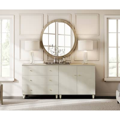 Wood Dresser with 3 Drawers and 1 Cabinet for Bedroom, 71" Wide