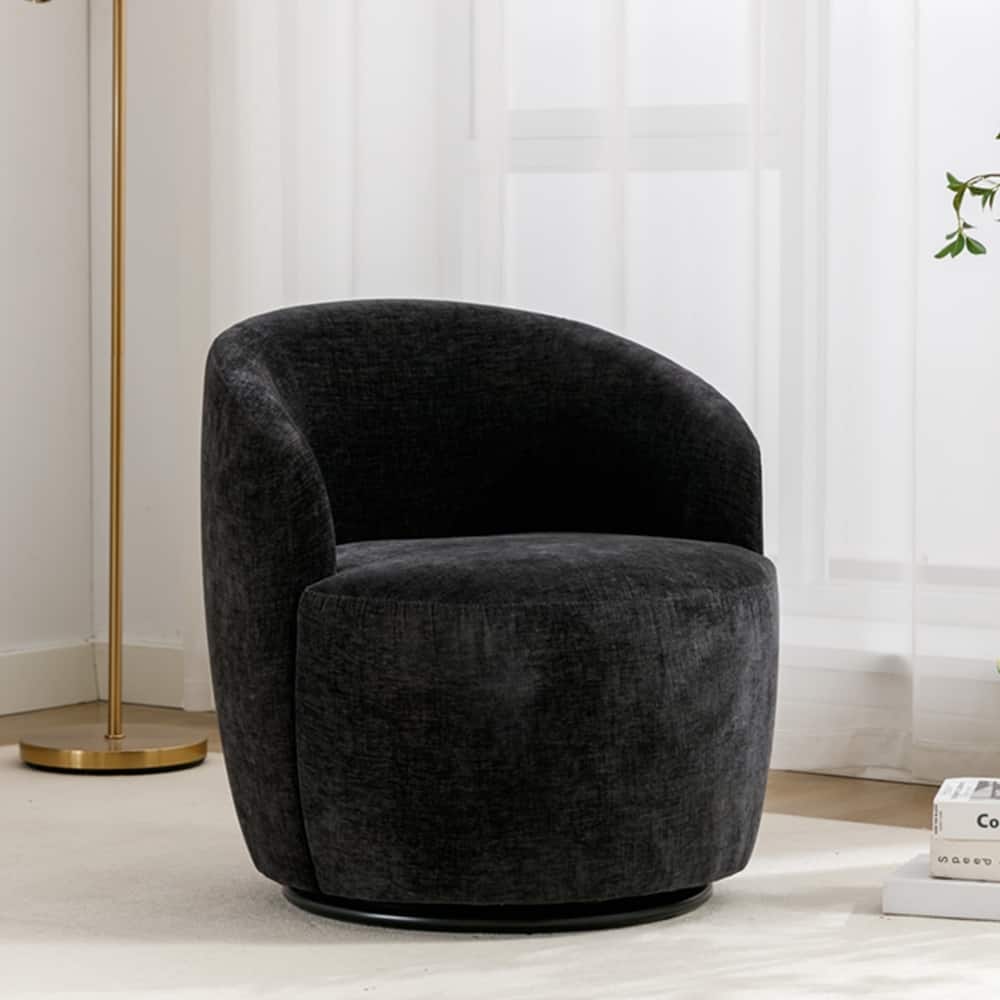 Chenille Fabric Swivel Accent Armchair Barrel Chair