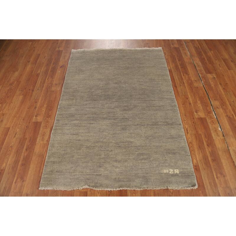 Modern Stripe Gabbeh Oriental Rug Handmade Wool Carpet - 3'4" x 4'10"