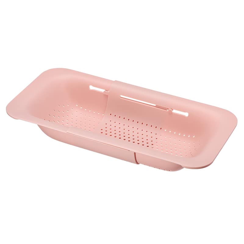 Collapsible Colander Kitchen Over the Sink Strainer Extendable Basket - Pink - 36.2cm x 20cm x 7cm