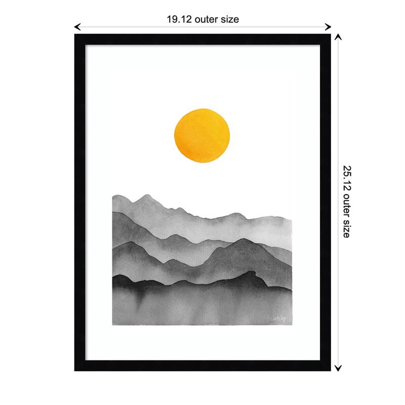 Black Yellow Mountain Range Silhouette by Cat Coq Framed Wall Art Print
