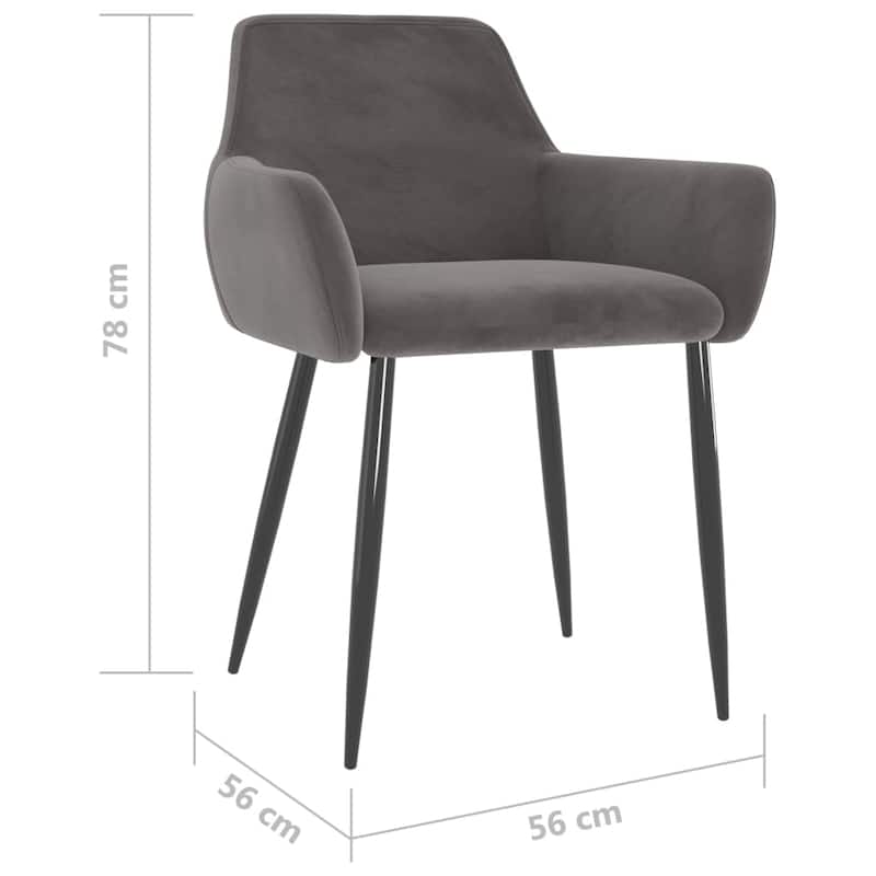 vidaXL Dining Chairs 4 pcs Dark Gray Velvet - 22" x 22" x 30.7"