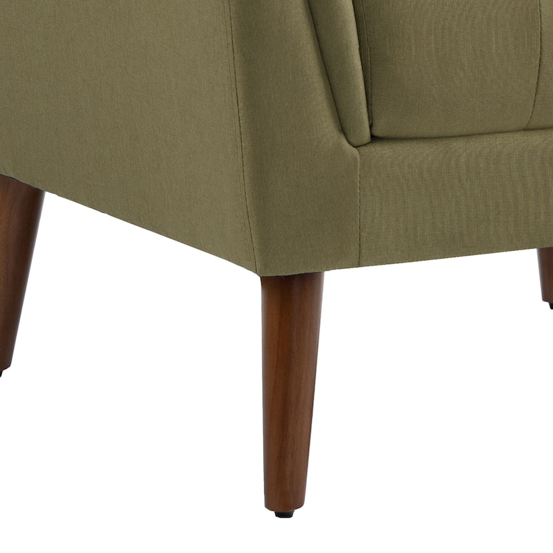 2 Set Mid Century Modern Linen Accent Armchair with Wooden Legs