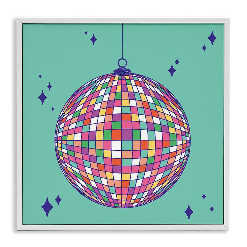 Stupell Geometric Modern Disco Ball Framed Giclee Art Design By Sazerelli Designs - 17 x 17 - White