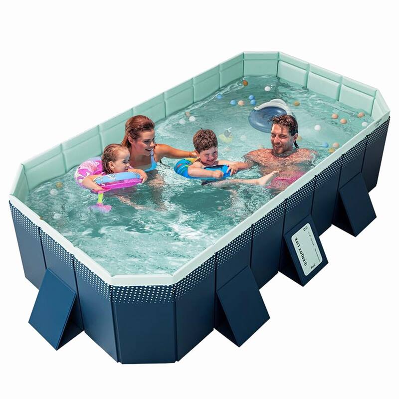 Swimming Pool w/Durable PVC Material,Easy Setup and Foldable Storage