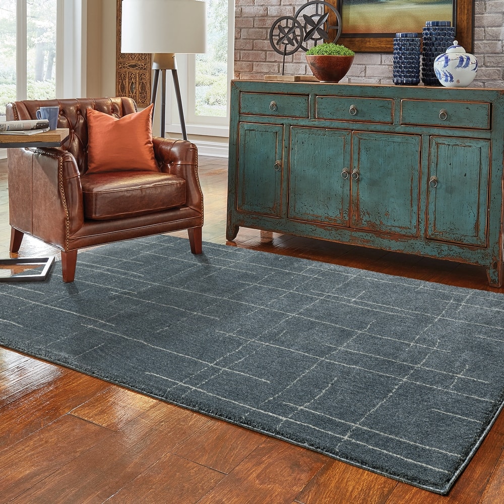 Style Haven Archer Abstract Geometric Blue/ Gray Indoor Area Rug