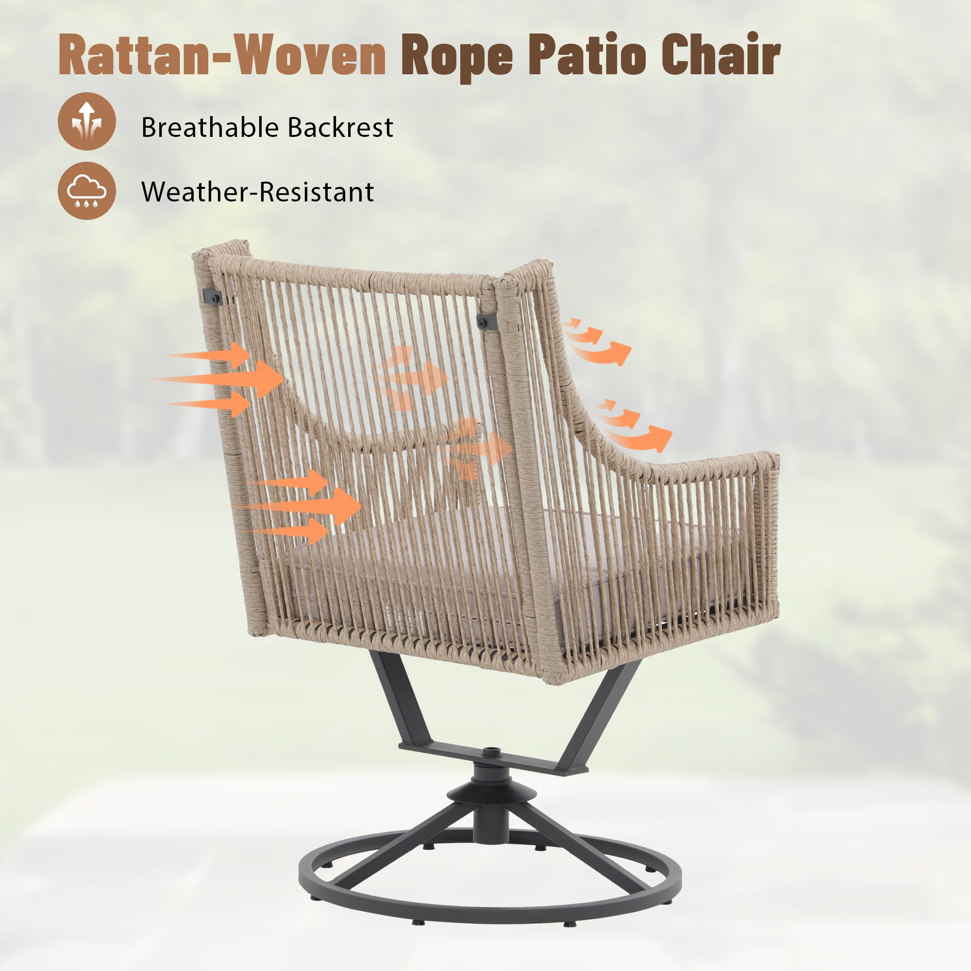 Outdoor Wicker Swivel Chairs with Cushion (Set of 2)