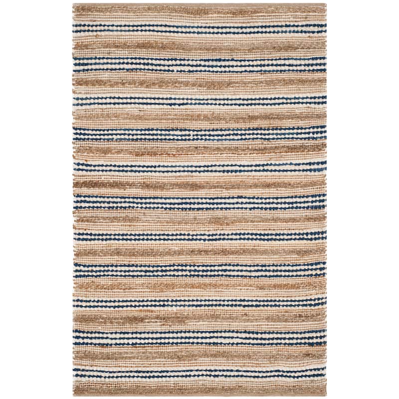 SAFAVIEH, Handmade Cape Cod Ranjana Coastal Jute Rug - 4' x 6' - Natural/Blue