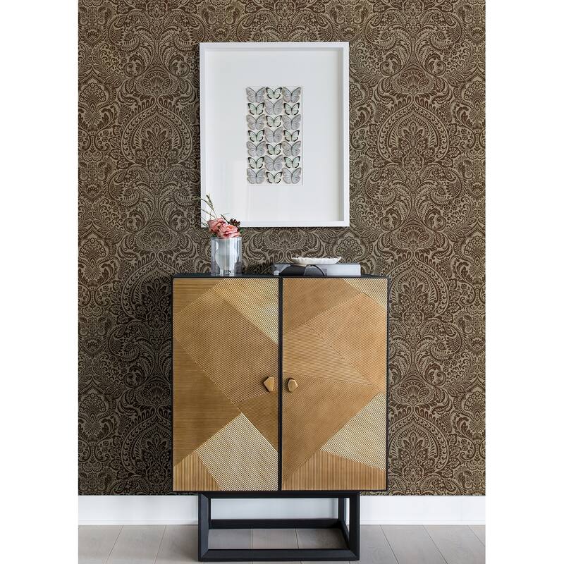 A-Street Prints Artemis Pewter Floral Damask Wallpaper