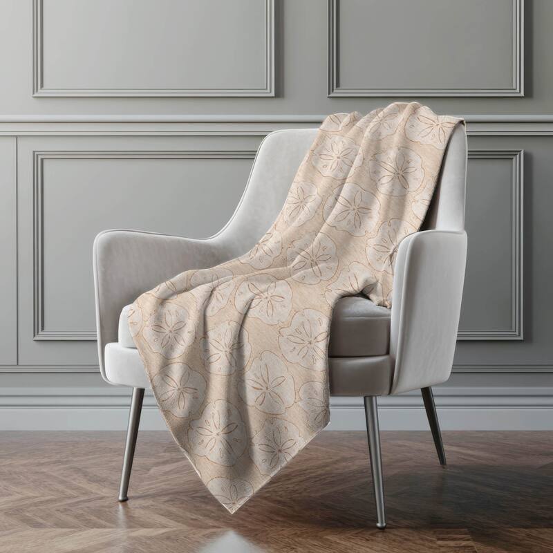 Premium Machine Washable ASB189 Coastal Sand Dollar Sherpa Throw Blanket