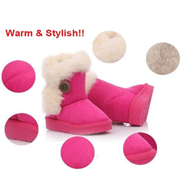 Shop Femizee Girls Boys Warm Winter Flat Shoes Bailey Button Snow Boots Toddler Li Overstock 22901256 Medium Beige 1