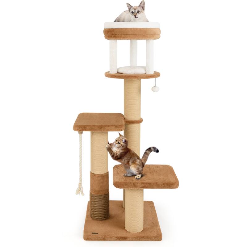 65 Inches Tall Cat Tree with Self-groomer and Removable Cat Bed - 23" x 23"