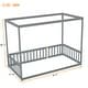preview thumbnail 16 of 16, Twin Size Canopy Frame Floor Bed with Fence, Guardrails
