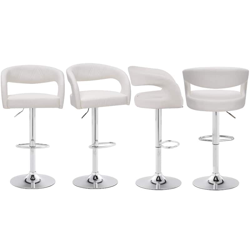 VECELO Set of 2 Rounded Mid-Back Swivel Bar Stools with Adjustable Height 360° Rotation 16" Base with Footrest