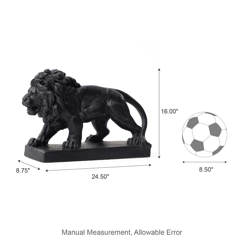 Glitzhome 24.5"L MGO Guardian Walking Lion Statue Indoor Outdoor Garden Sculpture Front Door Porch Decor