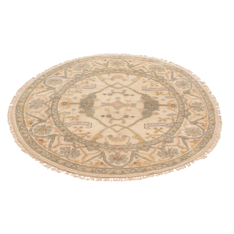 ECARPETGALLERY Hand-knotted Royal Oushak Cream Wool Rug - 5'8 x 5'8