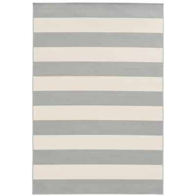 Pittsburgh Grey Ivory Geometric Outdoor Casual Area Rug