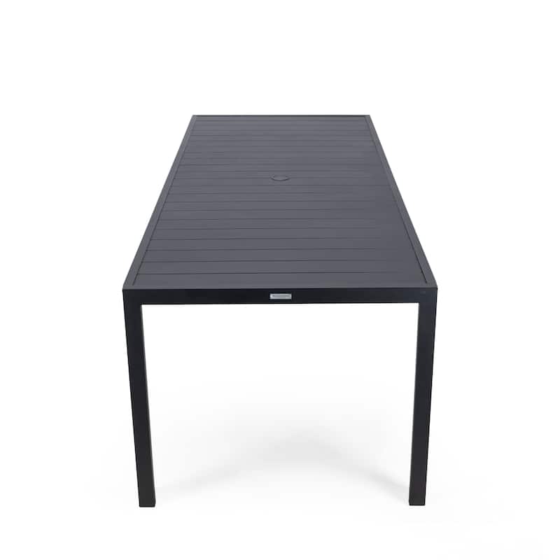 Chelsea Mid-Century Modern Outdoor Dining Table with Rust-Resistant Black Aluminum - Minimalist Patio Table