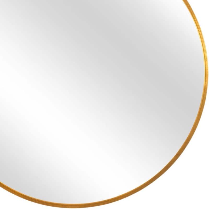 HomeRoots 31" Gold Metal Round Framed Accent Mirror - 31.00 in. x 31.00 in. x 1.10 in.