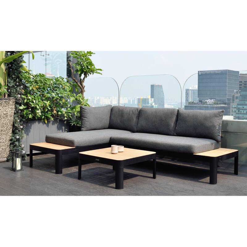 Amazonia Portalew 3pc FSC Teak and Aluminum Outdoor Patio Seating Set - 3PC