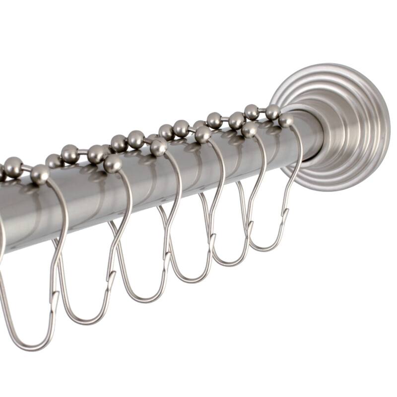 Kingston Brass Edenscape 60-Inch to 72-Inch Adjustable Shower Curtain Rod with Rings - Brushed Nickel
