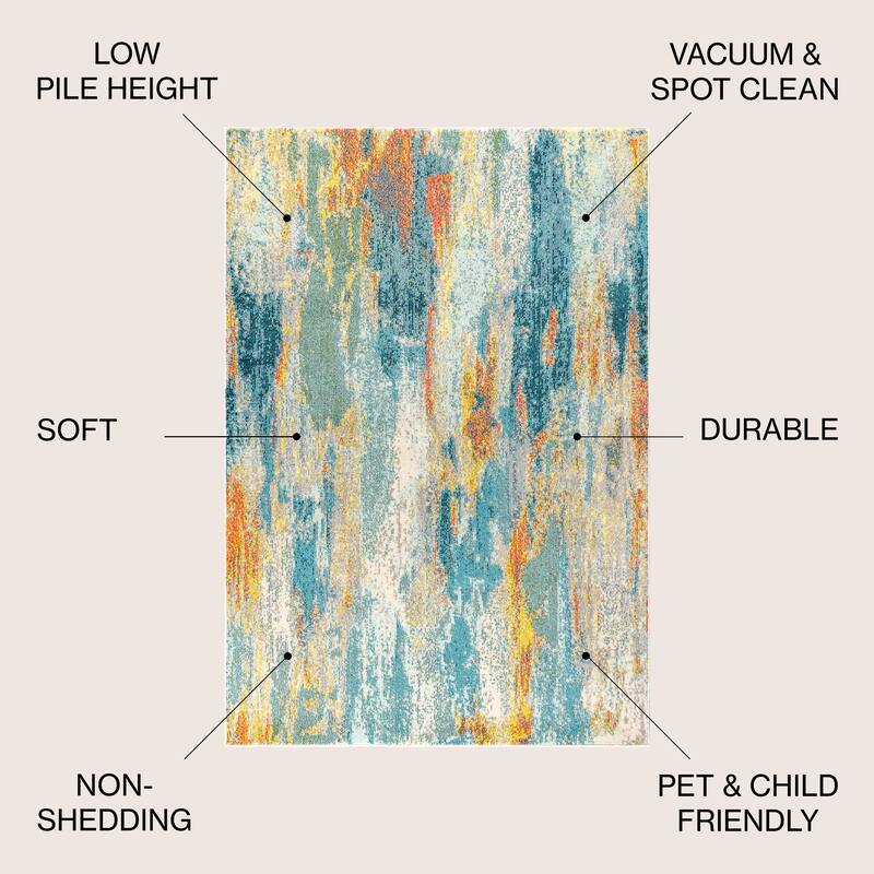 JONATHAN Y Groovy POP Modern Abstract Vintage Waterfall Area Rug