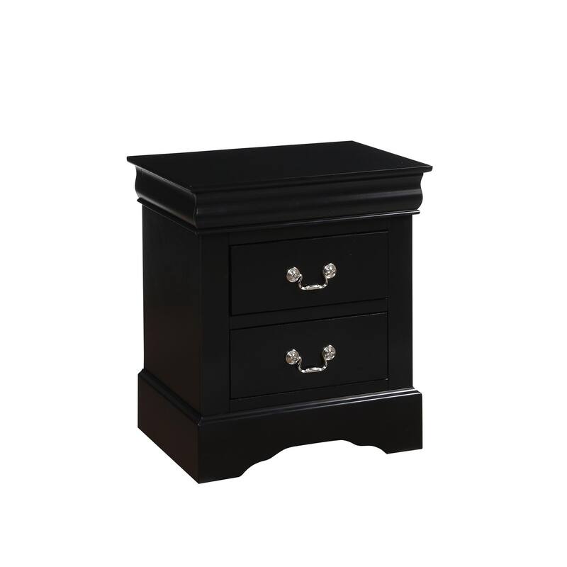 Transitional Style 2-Drawer Nightstand, Metal Handle
