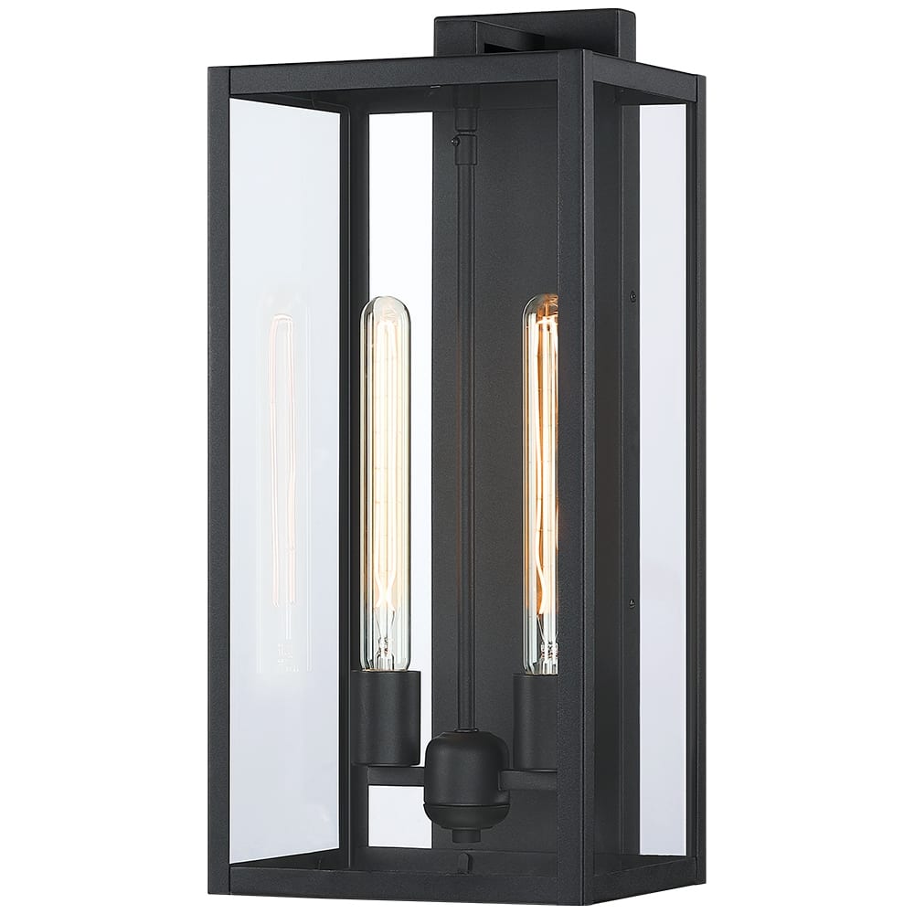 Forti 2-Light Modern Black Outdoor Wall Sconce Lantern Light - 20.5in H