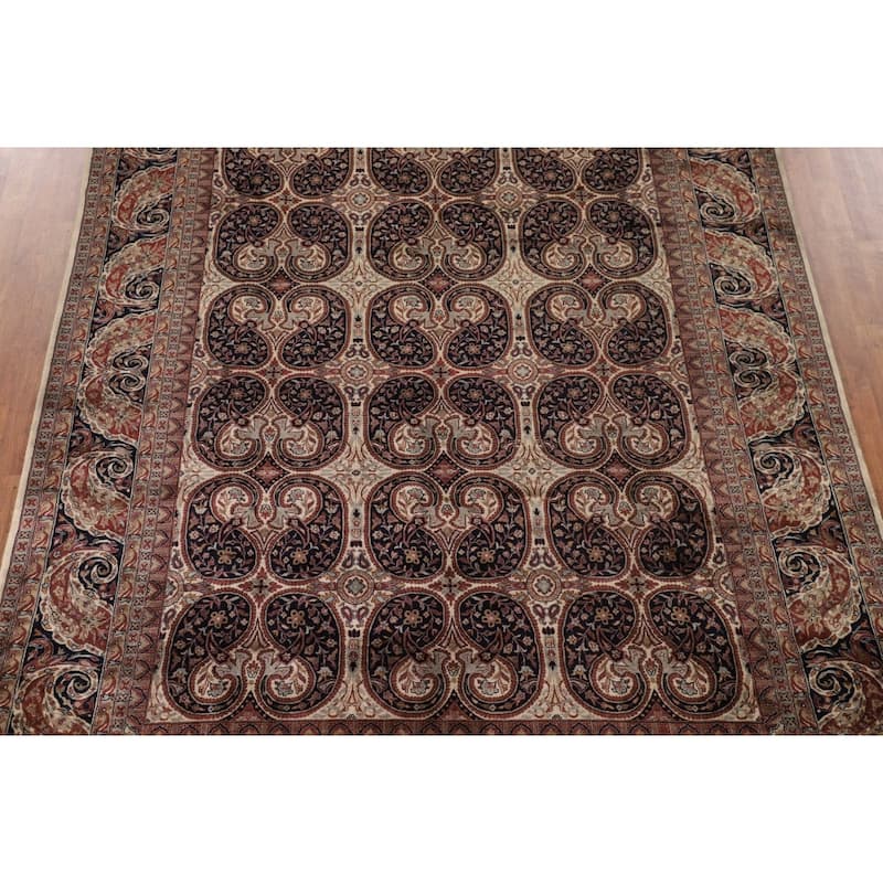 Navy Blue Agra Indian Area Rug Handmade Wool Carpet - 8'0"x 10'1"