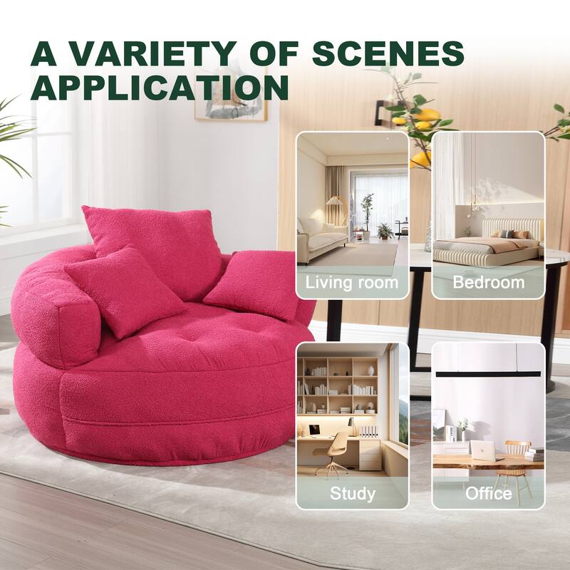 Circular wide living room fabric sofa, balcony swivel sofa chair