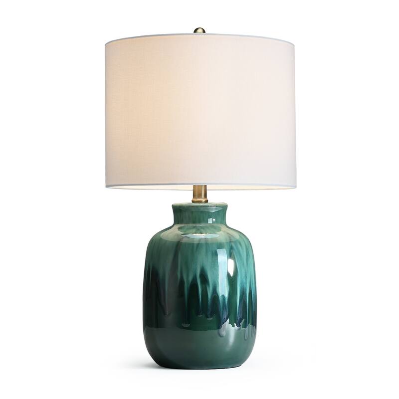 Ceramic Table Lamp with White Drum Shade - 20 in. H