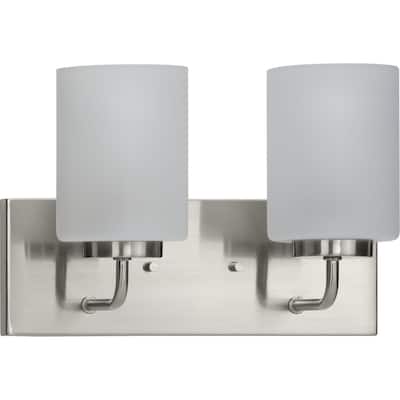 Merry Collection 2-Light Brushed Nickel Etched Glass Transitional Wall Light