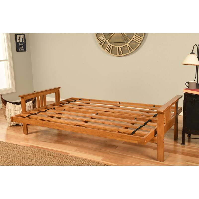 Butternut Finish Hardwood Queen-size Futon Set with Suede Mattress