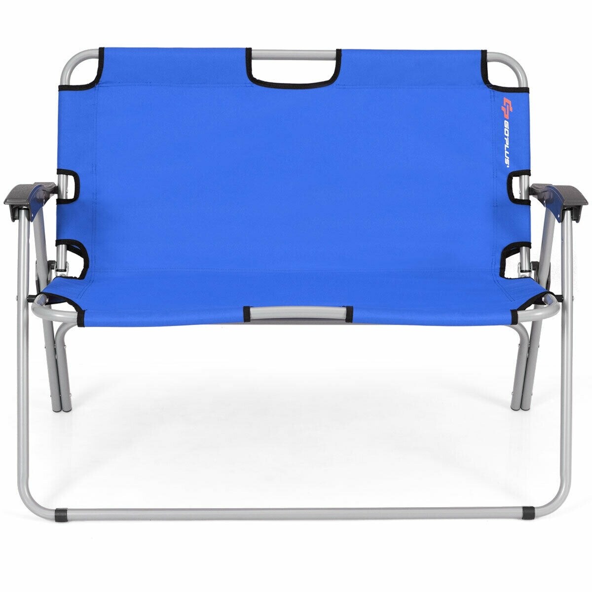 2 person folding camping bench portable double chairblue